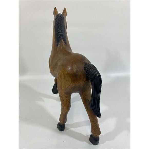 Vintage Large MCM Solid Wood Horse Hand Carved Sculpture 14” - Picture 4 of 16